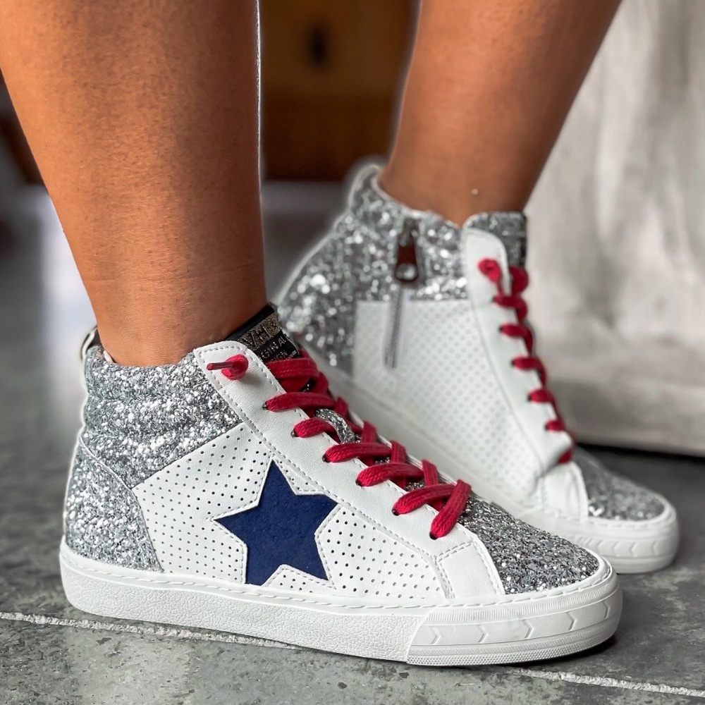 Wrn2X VINTAGE HAVANA Lester sneakers glitter tennis shoes women’s size 7.5